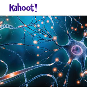 Kahoot logo with a photo of a blue web-like structure underneath the logo. 
