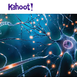 Kahoot logo above an illustration of a neuron.