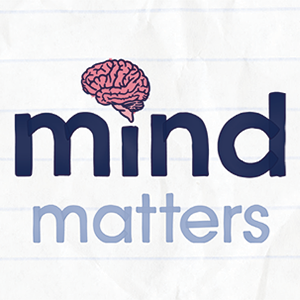 Text that reads, Mind Matters, with the letter i dotted with a drawing of the human brain.