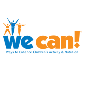 Icons of three people with outstretched arms, with text that reads, We Can! Ways to Enhance Children’s Activity and Nutrition.