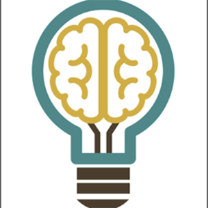 Illustration of a lightbulb containing the outline of a human brain.